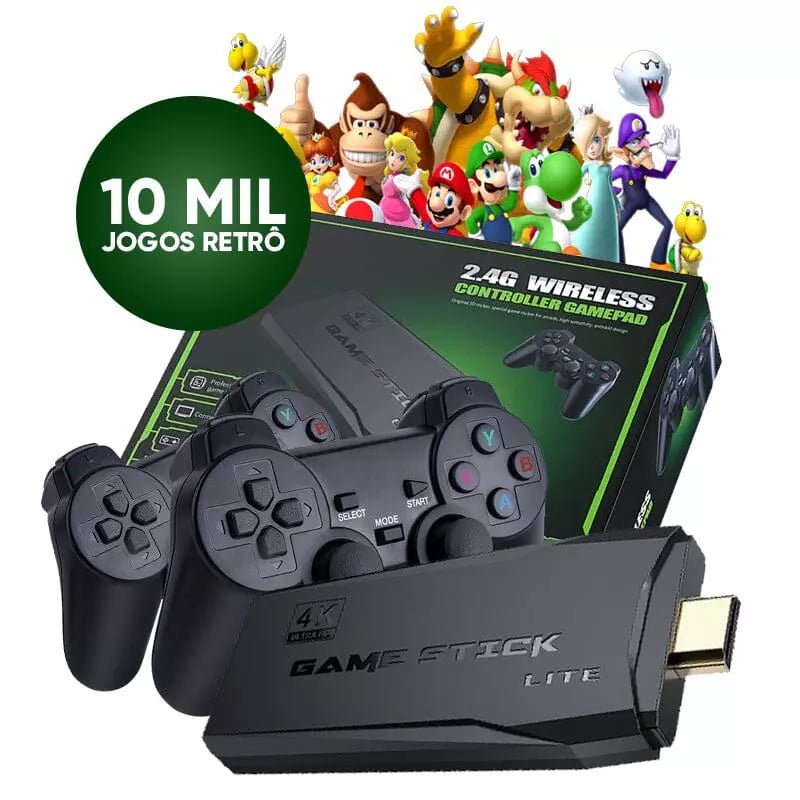 Super Pro Retrô - Game Stick 4k 10.000 Jogos + 2 Controles de BRINDE